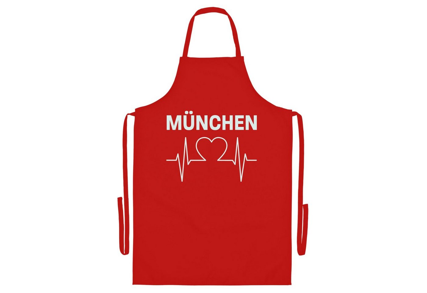 multifanshop Grillschürze München rot - Herzschlag - Schürze von multifanshop