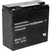 Multipower PB-12-22-M5 MP22-12C Bleiakku 12V 22Ah Blei-Vlies (AGM) (B x H x T) 181 x 167 x 76mm M6-S von MULTIPOWER