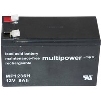 Multipower PB-12-9-6,35 MP1236H Bleiakku 12V 9Ah Blei-Vlies (AGM) (B x H x T) 151 x 102 x 65mm Flach von MULTIPOWER