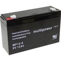 Multipower PB-6-12-6,35 MP12-6 Bleiakku 6V 12Ah Blei-Vlies (AGM) (B x H x T) 151 x 99 x 50mm Flachst von MULTIPOWER