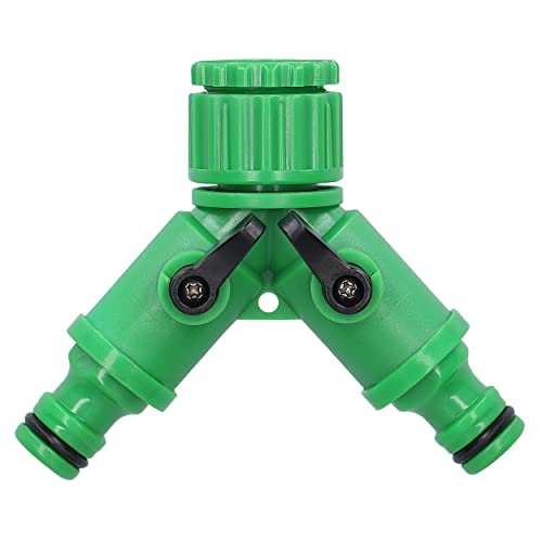 mumbi 2-Wege Y-Verteiler für 1/2" & 3/4" Hahnanschluss, Wasserverteiler, Wasserdurchfluss regulier und absperrbar von mumbi