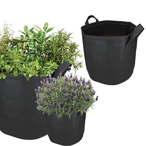 mumbi 3X Pflanzsack Pflanzentasche Pflanzen Sack Tasche Smart Grow Bag Vliesstoff mit Griffen 30 Liter, Schwarz von mumbi