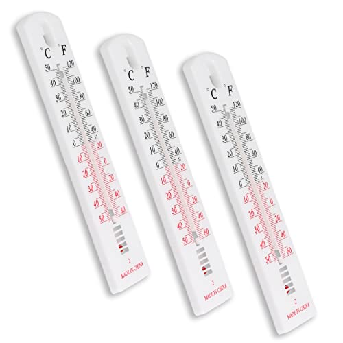 mumbi 3X Thermometer wetterfest Gartenthermometer Zimmerthermometer Analog für Innen und Außen, Weiß von mumbi