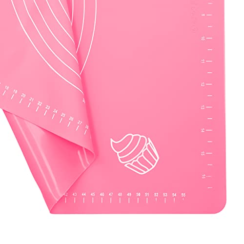 mumbi Backmatte Teigmatte Ausrollmatte Backunterlage Groß XXL Antihaft rutschfest 64x45cm Rosa 31143 von mumbi