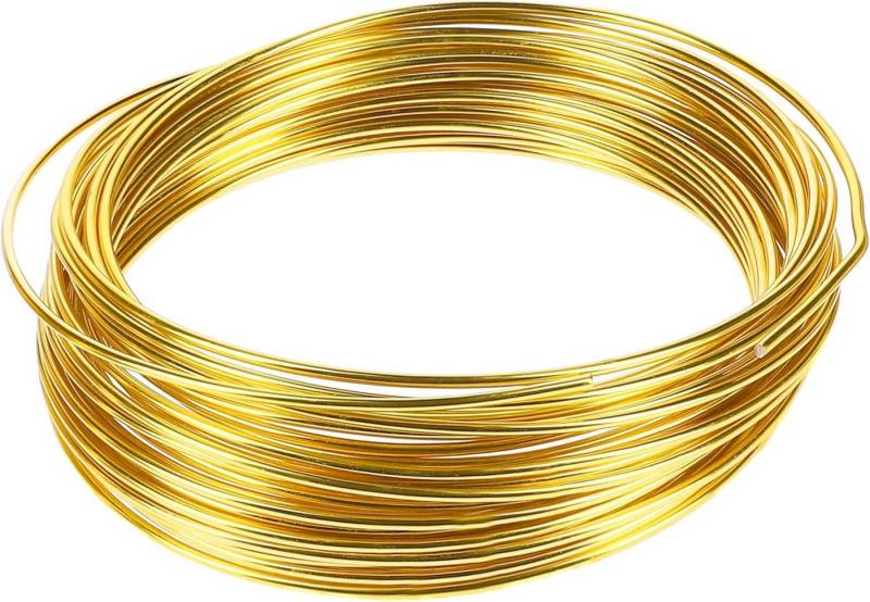 mumbi Basteldraht Basteldraht Aluminium Gold 10m, 2mm stark – Schmuck- & Dekodraht DIY von mumbi