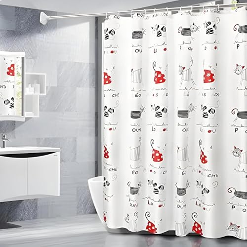 mumbi Duschvorhang Vorhang Dusche Duschvorhänge 180x200 Badewannenvorhang Ersatzvorhang Katzen lustig von mumbi