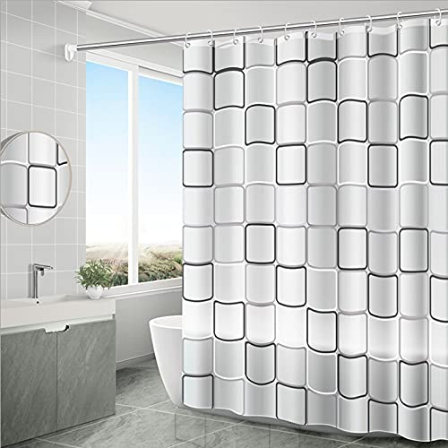 mumbi Duschvorhang Vorhang Dusche Duschvorhänge 180x200 Badewannenvorhang Ersatzvorhang Quadrate, 180x200cm von mumbi