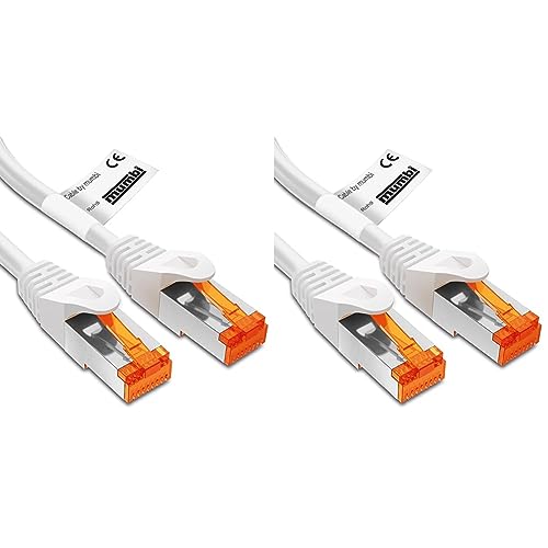mumbi LAN Kabel 1m CAT 6 Netzwerkkabel geschirmtes F/UTP CAT6 Ethernet Kabel Patchkabel RJ45 1Meter, weiss (Packung mit 2) von mumbi