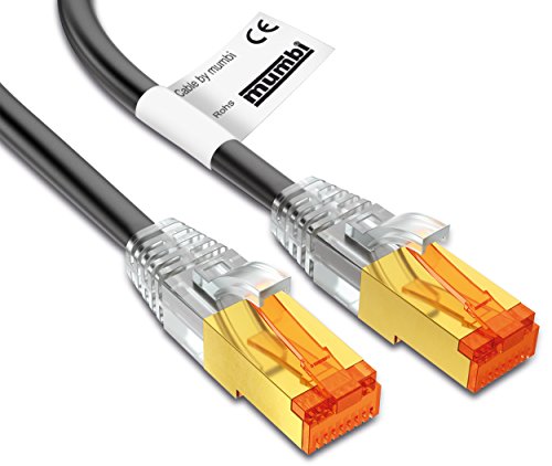mumbi LAN Kabel 1m CAT 7 Rohkabel Netzwerkkabel S/FTP PimF CAT7 Rohkabel Ethernet Kabel Patchkabel RJ45 1Meter, schwarz von mumbi