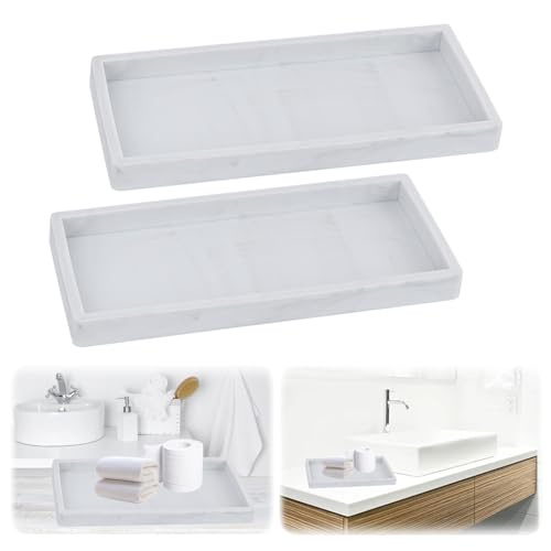 2 Stück Badezimmer Tablett, Badezimmertablett aus Silikon, Deko Tablett für Waschtisch, Badewanne, Küchenspüle, Kosmetik, Schmuck & Kerzen (Grau) von mumisuto