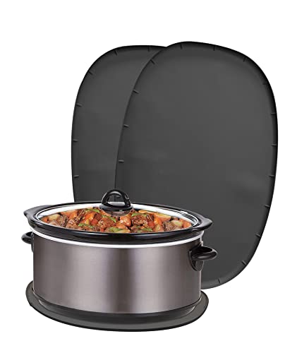 2 x ovale Schongarer-Matte, hitzebeständige Matte, Slow Pot Pads kompatibel mit Crock-Pot/Elit Gourmet/Hami Beach, Wärmedämmungspad für 6–8 Quart, 33.5 x 50 x 0,3 cm (schwarz) von mumisuto