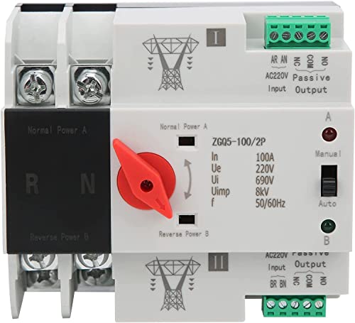 Dual Power Automatischer Transferschalter, Automatic Transfer Switch, Automatischer 220-V-Transferschalter, Unterbrechungsfreier 2-Wege-Controller, für Kommunalstrom, USV, Wechselrichter, Solar von mumisuto