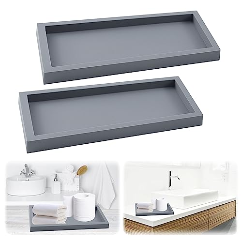 Badezimmer Tablett, Badezimmertablett, Tabletts für das Bad, Schminktisch Tablett Organizer für Arbeitsplatte, Waschtisch, Küchenspüle und Toilettenschüssel (Grau) von mumisuto