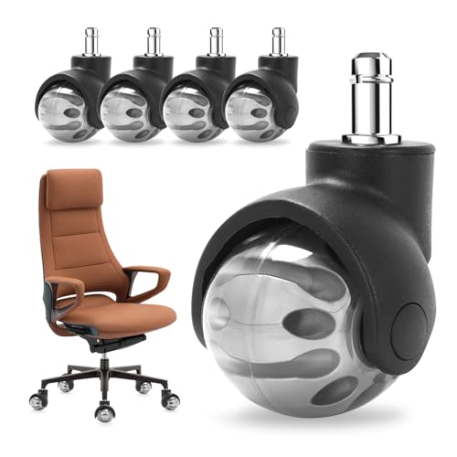 Bürostuhl Rollen 5er Set, 10×22mm Rollen für Bürostühle, 360 Grad Drehung Ohne Kratzer, Schreibtischstuhl Rollen Leichtgängige & Leise Hartbodenrollen, Geeignet für Jeden Boden (Silber) von mumisuto