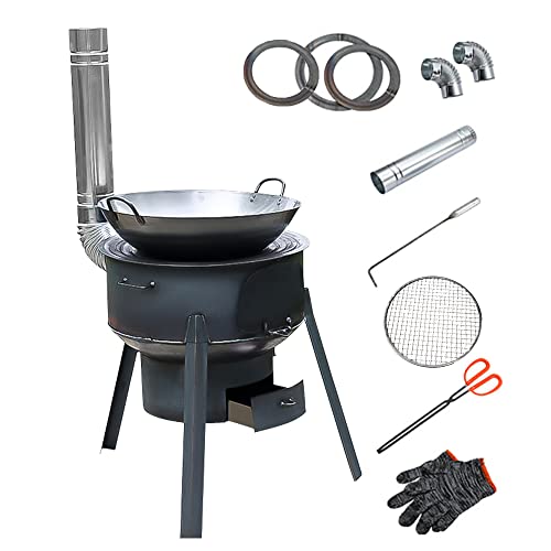 Campingkocher, Camping Holzofen Tragbare, Raketenofen, Herd für Outdoor-Aktivitäten für Camping, Wandern, Rucksack, Picknick und Grill (43cm + 3 Herdplatten) von mumisuto