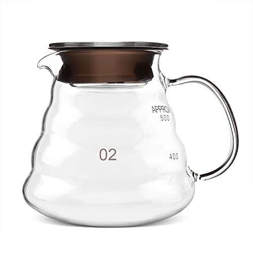 Glas Kaffeekanne, 500ml verdicktes Glas hitzebeständig Kaffee & Tee Tropfkanne Wasserkocher Bar Zubehör für die Küche von mumisuto