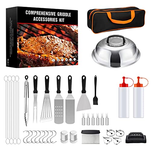 Grillbesteck Set,42pcs Edelstahl Grill Zubehör,Professionelle Grillset Kit Inklusive Grill Spatula Kit,Basting Cover,Flasche,Tragetasche für Garten Camping und BBQ, Männer Frauen von mumisuto