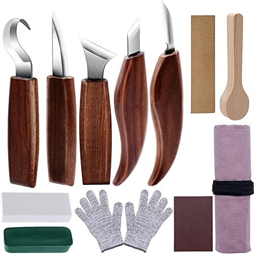 Holz Schnitzwerkzeug Set, 12 PCS Schnitzmesser Holz Schnitzen Set mit Schleifsteine für Erwachsene Kinder, Professional Holzschnitzerei Messer Werkzeuge Schnitzmesser Holz Schnitzen Set von mumisuto