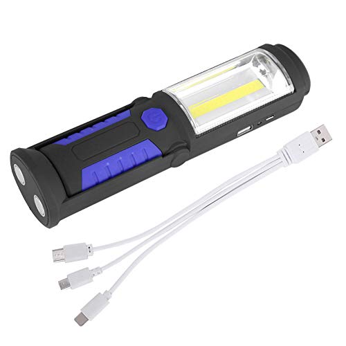 LED-Arbeitsleuchte mit Magnetfuß, 3W wiederaufladbare COB-LED-Taschenlampe Camping-Notarbeitsleuchte mit Magnetständer Blau von mumisuto
