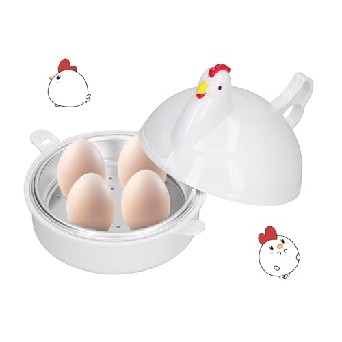 Mikrowelle Eierkocher Mit 4 Eier Kapazität, Eierdämpfer Hühnerform Mikrowelle Dampfkessel Dampfer Mini-Eier Ei-kocher Küchenhelfer Mikro-Eierkocher für Frühstück Kochen Frühstücksei von mumisuto