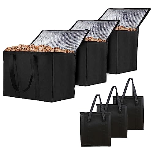 Pelleteimer 3er Set, Pelletsbox Pelletkorb Pelletbehälter Holzkorb für Kaminholz Kaminholzkorb Korb Feuerholzkorb Kaminholztasche Groß Kaminkorb Holzkörbe von mumisuto