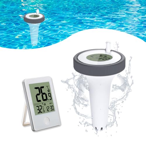 Poolthermometer, Schwimmende Wasserthermometer, Pool Thermometer, Teich oder Whirlpool Digitales Funk-Poolthermometer, für Innen und Außen Whirlpools Teiche Badewannen von mumisuto