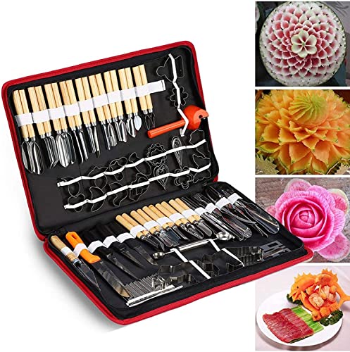 Schnitzwerkzeug, 80 Stück Schnitzmesser Culinary Carving Peeling Tools Kit für Schneiden von Obst und Gemüse Carving Messerset obstschnitzmesser von mumisuto