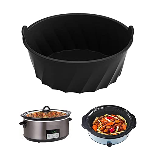 Silikon Einlagen für Crockpot Slow Cooker, Slow Cooker Divider Liner, Slow Cooker Einlagen, Silikon-Einlagen für Schongarer, Wiederverwendbare Slow Cooker Trennwände (Schwarz) von mumisuto