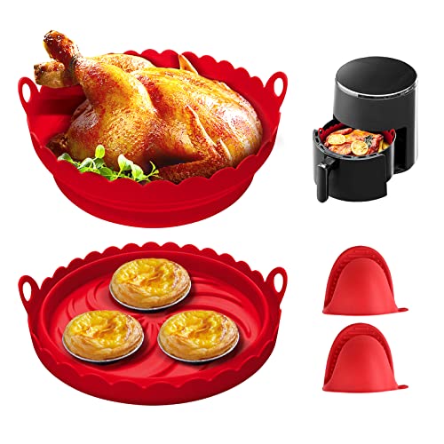 Silikonform Für Heißluftfritteuse, 2er-Pack Air Fryer Silicone Pot, Heißluftfritteuse Korb Silikon Heißluftfritteuse Zubehör, Wiederverwendbar Luftfritteuse Silikontopf für Air Fryer Ofen Mikrowelle von mumisuto