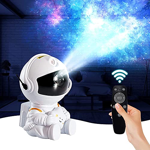 Sternenhimmel Projektor, Astronauten LED Nachtlicht Sternenhimmel mit Fernbedienung 360° Drehen 8 Modi Galaxy Light Projector für Kinder Erwachsene Schlafzimmer Raumdekoration Party (Sterne, Weiß) von mumisuto