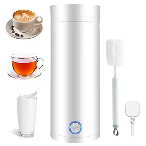 Tragbarer Elektrischer Wasserkocher, 400ML kleine Teekanne Mini-Thermoskanne mit Automatischer Abschaltung Reisewasserkocher für Kaffee und Teezubereitung (Weiß) von mumisuto
