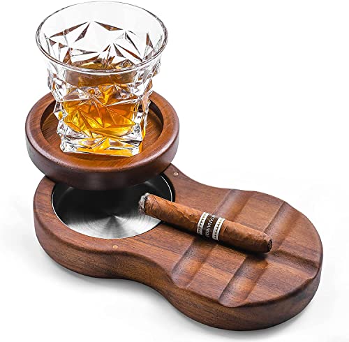 Holz Aschenbecher Whiskey Untersetzer, Zigarrenaschenbecher, Aschenbecher Tablett, für Zuhause, Büro oder Bar, Männer Geburtstag Jahrestag von mumisuto