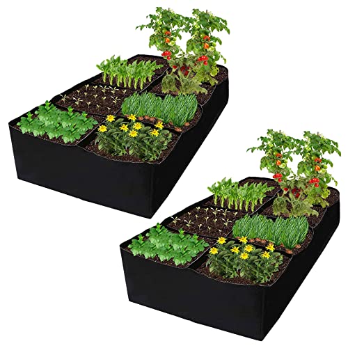 mumisuto 128 Gallonen Pflanzenzuchttaschen, Pflanzsack, 6x3x1ft Rechteckig Atmungsaktiv Taschen Wachsen Schwerlast Verdickt Wurzelbelüftung Behälter für Gartentöpfe Blumen Gemüse, Schwarz (2 Satz) von mumisuto