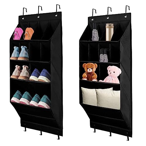 mumisuto 2 Stück Organizer über der Tür für Schuhe, Schuhe Organizer mit Haken, Schuhaufbewahrung Hängend, Türorganizer Hängeorganizer, Große Taschen Hängende Schuhgestell (Schwarz, 2er-Pack) von mumisuto