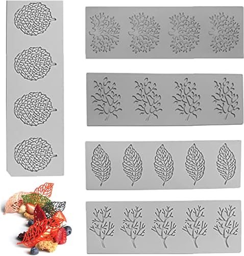 5 Stück 3D Silikonform Blätter Fondantm, Blätter Form Kuchen Silikonform Blätter Fondantblatt Candy Mold Blätter Silikonform Schokolade Süßigkeiten Form (Dunkelgrau) von mumisuto