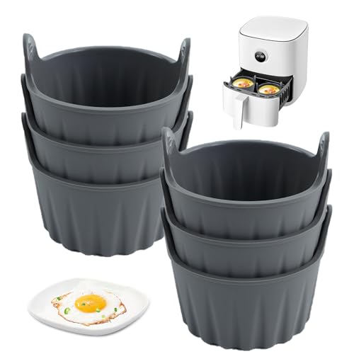 6 Stück Silikon Backform, Silikon Muffinförmchen mit Antihaftbeschichtet, Pancake Form Wiederverwendbare BPA-frei für Kuchen und Pudding (Grau) von mumisuto