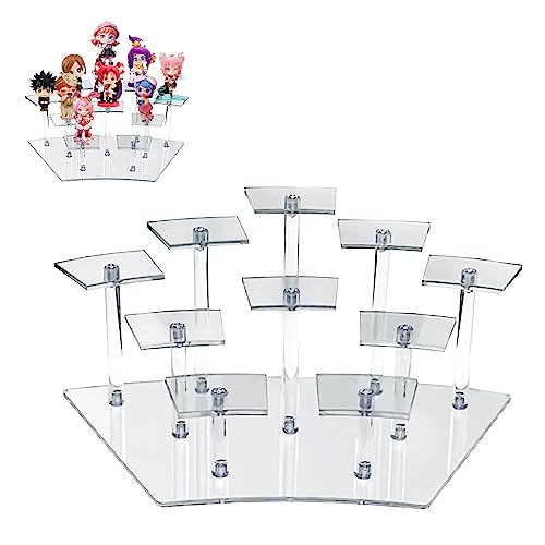 mumisuto Acryl Riser Display Regal Ständer für Funko Pops Figuren, Display Ständer Acryl, Tischplatte klar Acryl Organizer für Nagellack Gewürz Kosmetik Kunsthandwerk Schmuckständer (Durchsichtig) von mumisuto