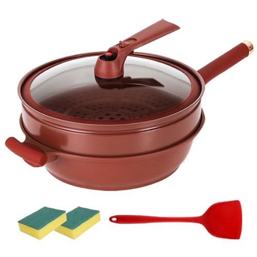 mumisuto Antihaft Bratpfanne mit Deckel, Keramik Antihaftbeschichteter Ton-Wok Multifunktionaler Lila Ton Keramik Wokpfanne mit 1 Dampfgarer, 1 Silikonspatel,2 Schwammtücher, 32 cm Durchmesser mumisuto Antihaft Bratpfanne mit Deckel, Keramik Antihaftbeschichteter Ton-Wok Multifunktionaler Lila Ton Keramik Wokpfanne mit 1 Dampfgarer, 1 Silikonspatel,2 Schwammtücher, 32 cm Durchmesser von mumisuto