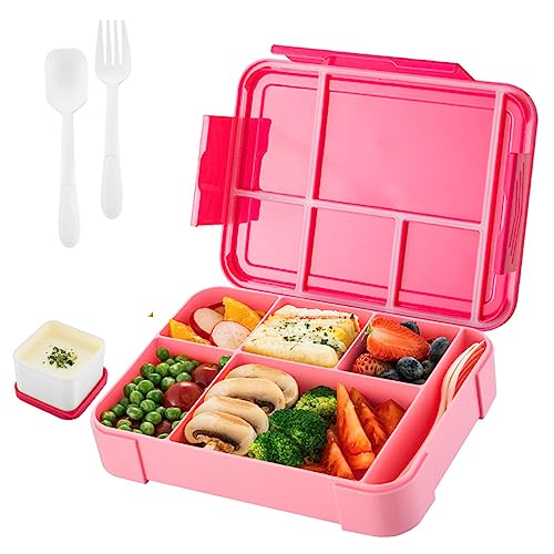 mumisuto Brotdose Kinder mit Fächern, Lunchbox 1330ML, Bento Box Lunchbox Kinder Vesperdose, Auslaufsicher, Jausenbox Brotbox für Erwachsene, Mädchen & Jungen (Rose) von mumisuto