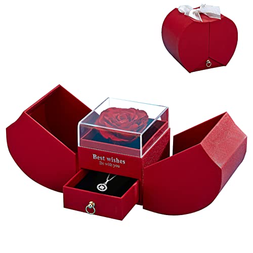 mumisuto Ewige echte Rose, Ewige Rose Box, Geschenke für sie konservierte echte Rose Schublade Ewige handgemachte konservierte Rose für Valentinstag Muttertag, Rose Geschenke von mumisuto