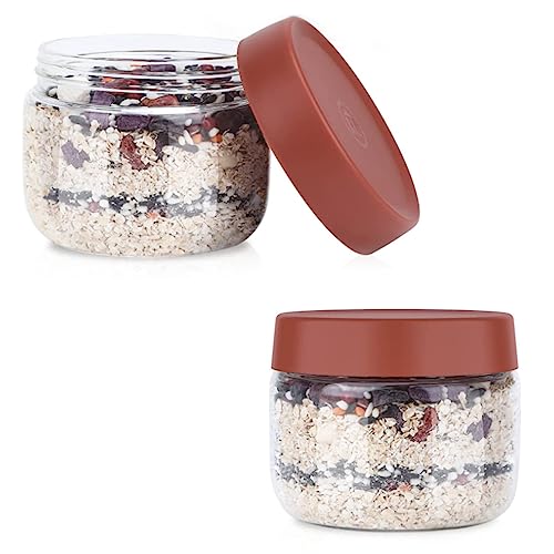 mumisuto Glas Müslibecher to Go 2 Stück, Glas Behälter für Babynahrung, Overnight Oats Gläser mit Luftdichtem Deckel 280ml, Joghurtbecher, Luftdicht Behälter für Jogurt Müsli Porridge Milch Früchte von mumisuto