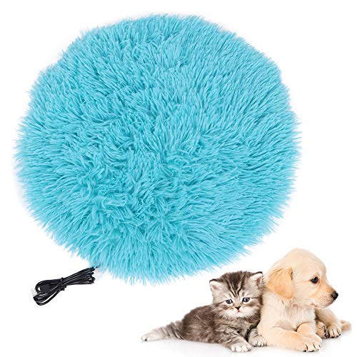 mumisuto Haustier-Heizkissen für Hunde und Katzen, Plüsch-Haustier-Heizkissen für kleine Hunde und Katzen, USB-Aufladung(Juwel blau) von mumisuto