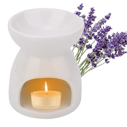 Keramik Duftlampe, Aromalampe Nachtduftlampe Teelicht Kerzenhalter Ölbrenner Aroma Diffuser Nacht Duftlampe Ölbrenner Kerzenhalter Aromabrenner für Salon Schlafzimmer(Blumen) von mumisuto