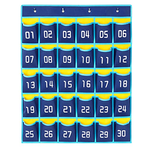 mumisuto Nummerierte Aufbewahrungstasche für Klassenzimmer, 30 Nummerierte Taschen,Handy-Taschen,Handy Aufbewahrungstasche mit 4 Klebehaken / 4 Türhaken von mumisuto
