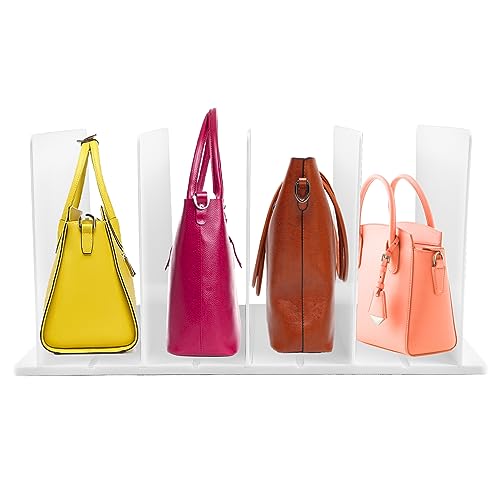 mumisuto Schrankregaltrenner Organizer,Einstellbar Handtaschen Aufbewahrung,Skalierbar Handtaschen Schrankregalteiler für Handtasche transparenter Schrank-Organizer,Verstellbarer Abstand (Weiß) von mumisuto