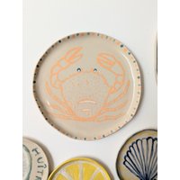 Kleiner Keramikteller Mit Krabbenmotiv, Handgefertigt Und Handbemalt, Einzelstück von mumuinparis