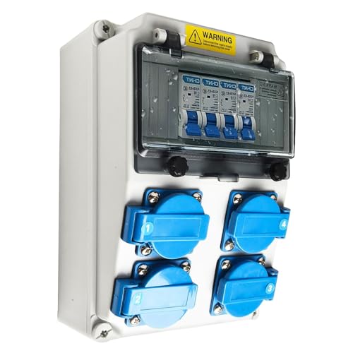Stromverteiler 16A, 230V Aufputz Verteilerkasten, Wasserdichter Baustromverteiler Mit IP44 Schutz, Wandverteiler Für Werkstatt, Oder Indoor/Outdoor Baustelle Stromverteiler 16A, 230V Aufputz Verteilerkasten, Wasserdichter Baustromverteiler Mit IP44 Schutz, Wandverteiler Für Werkstatt, Oder Indoor/Outdoor Baustelle von munloo