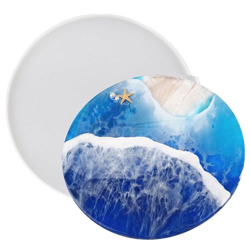 30 cm große, runde Silikonharzform – Epoxid-Gussform für Tablett aus künstlichem Achat, Servierbrett, Untersetzer, Servierschale von munufe