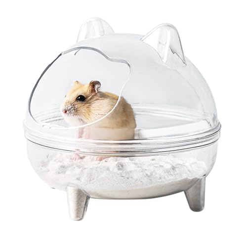 Chinchilla Badehaus mit vollständig transparenter Sicht – Anti-Verschütten Abnehmbare Badewanne für Chinchilla, Zwerghamster, Rennmäuse (Transparent, Mittel) von munufe