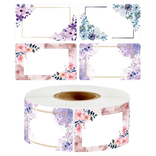 Selbstklebende Blumenaufkleberrolle, Umschlagsiegel, mit leerem Schreibbereich, geeignet für Gelee, Dosen, Einmachgläser Selbstklebende Blumenaufkleberrolle, Umschlagsiegel, mit leerem Schreibbereich, geeignet für Gelee, Dosen, Einmachgläser von munufe